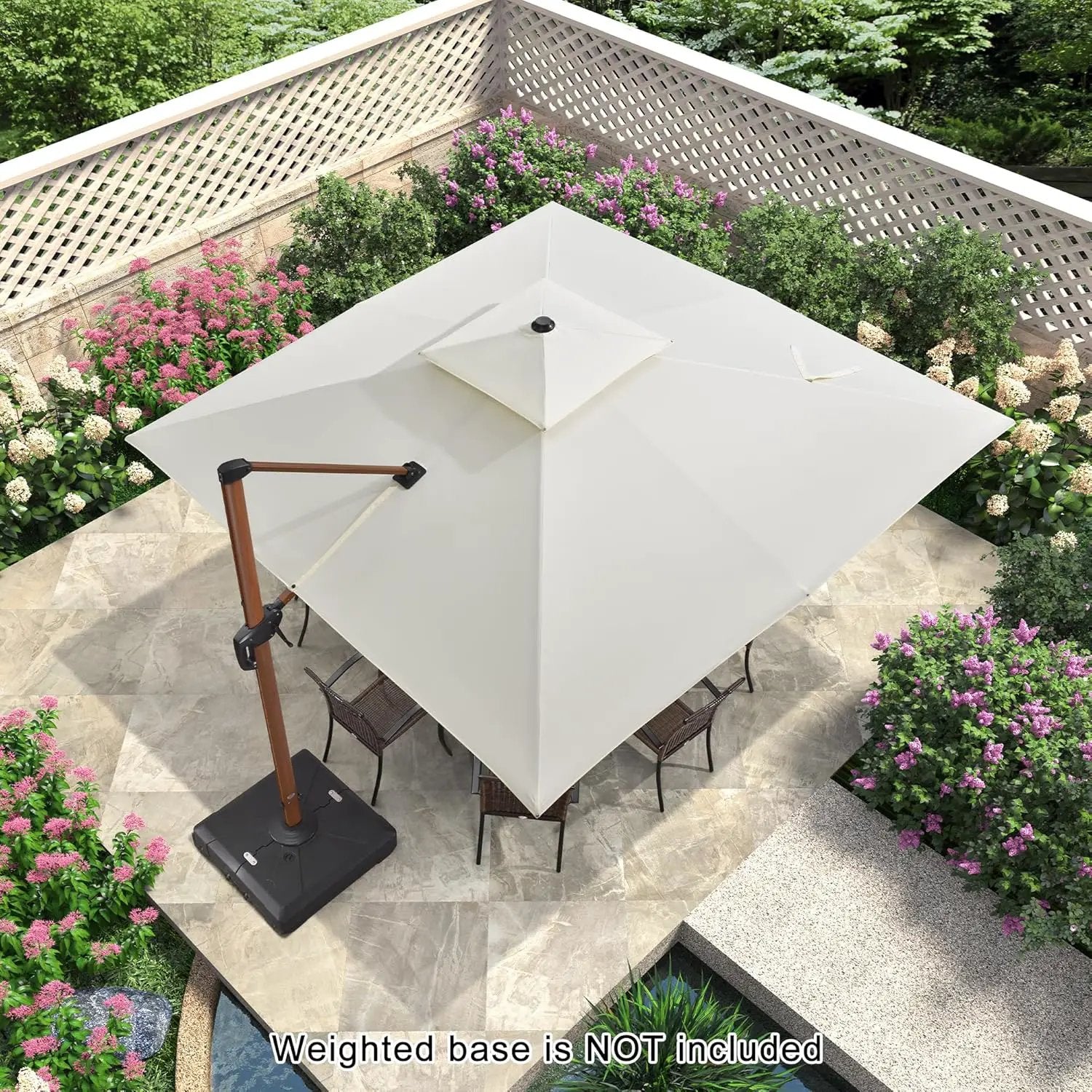 PURPLE LEAF 11ft Patio Umbrella Outdoor Square Umbrella Large Cantilever Umbrellas Windproof Offset Umbrellas Heavy Duty Sun Umbrella for Garden Deck Pool Patio, Cream by GreenHaven Gardens