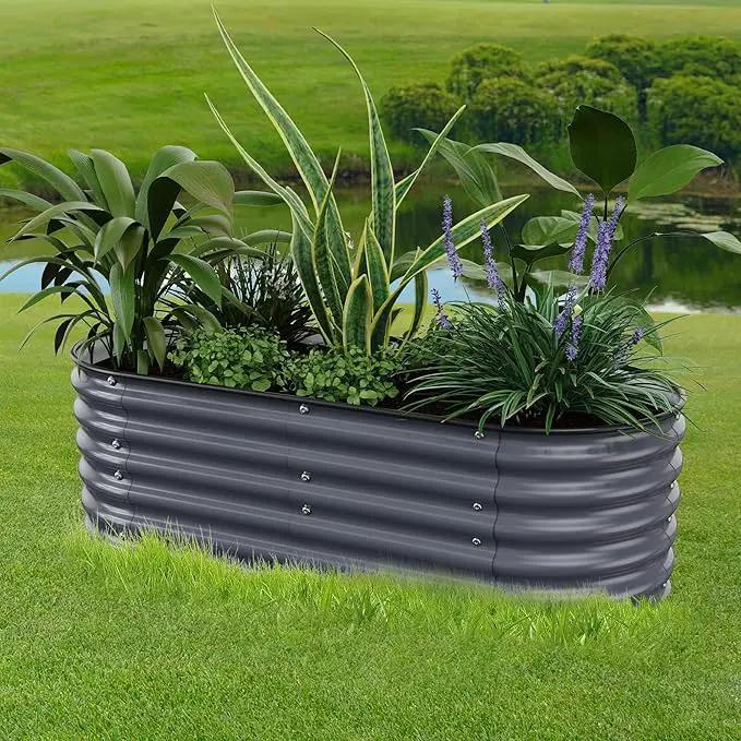 Raised Garden Bed 5x2x1.4 Ft Planter Box for Outdoor - Zinc-Aluminum-Magnesium Stainless Steel Durable Metal Garden Beds Kit for Vegetables, Flowers, Herbs and Succulents (Deep Grey) by GreenHaven Gardens