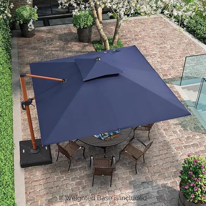 PURPLE LEAF 10ft Patio Umbrella with Base Outdoor Square Umbrellas Large Cantilever Umbrella Windproof Offset Umbrellas Heavy Duty Sun Umbrella for Garden Deck Pool Patio, Navy Blue by GreenHaven Gardens
