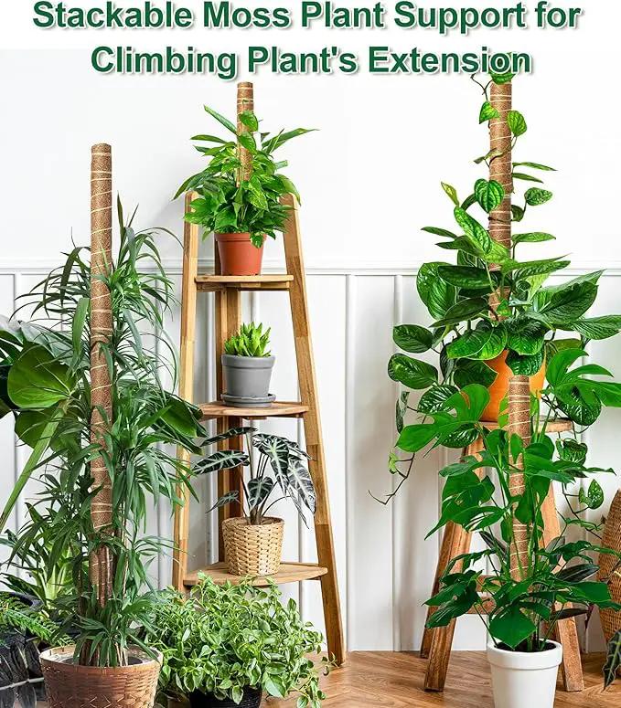 EAONE Moss Pole 168 Inch, 8 Pack 21" Monstera Plant Support for Climbing Potted Live Plants Indoor, Stackable Coco Coir Moss Sticks Monstera Stakes for Pothos Philodendron, with Garden Labels & Ties by GreenHaven Gardens