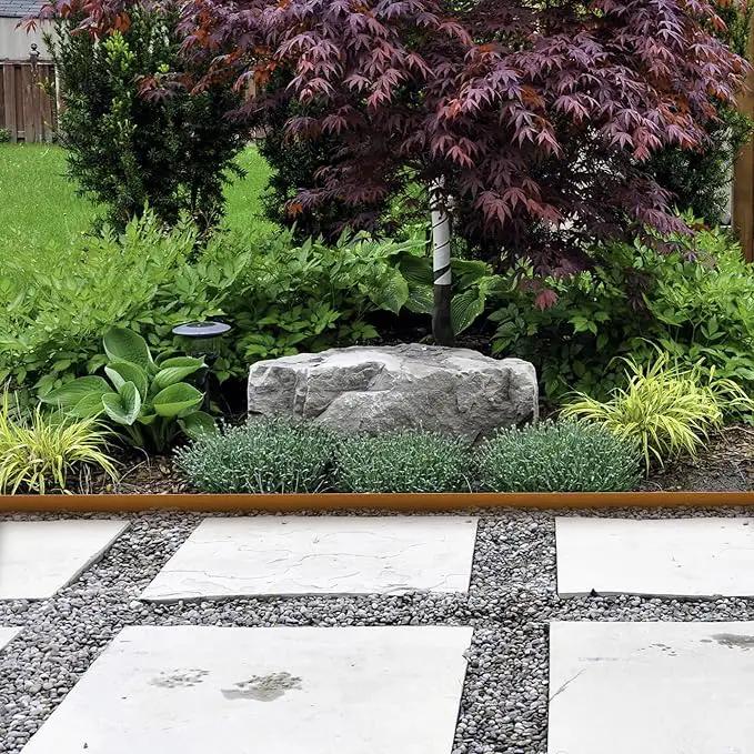 KOL Weather Resistant Steel Flexible Garden Lawn Edging, 10-Pack Pre-Rusted Metal Landscape Edging Strips - Heavy Duty Hammer-in Border with 11 Clips - 16-Gauge - 40" L x 4.5" H (33FT Total Length) by GreenHaven Gardens