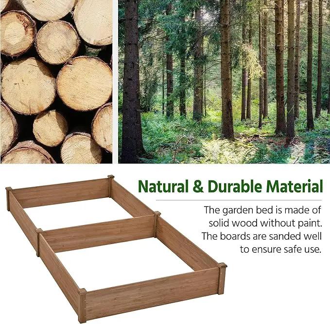 Yaheetech 8×4ft Wooden Horticulture Raised Garden Bed Divisible Elevated Planting Planter Box for Flowers/Vegetables/Herbs in Backyard/Patio Outdoor, 93 x 48 x 10in, Dark Brown by GreenHaven Gardens