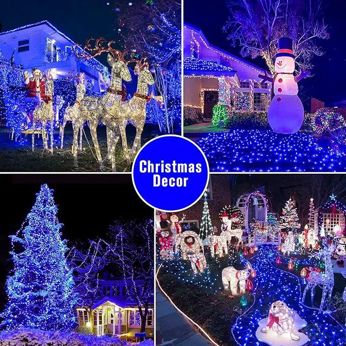 2 Pack Solar Christmas Lights Outdoor Waterproof, 75.5 ft 200 LED Solar Powered Blue String Lights,8 Modes Solar Christmas Lights for Garden Yard Patio Tree Party Xmas Decoration by GreenHaven Gardens