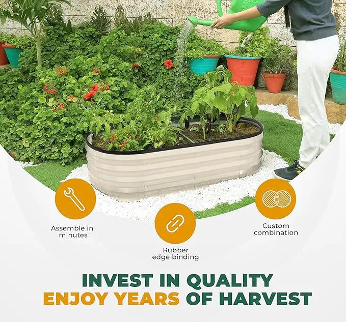 Utopia Home Galvanized Raised Garden Bed, 4 by 2 feet Lightweight Planter Boxes Outdoor with Easy Assembly, Large Garden Bed for Vegetables, Fruits, Flowers, Beige by GreenHaven Gardens