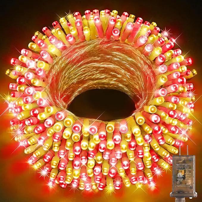 KNONEW 403ft 1000 LED String Lights Outdoor Christmas Lights 8 Modes & Timer Fairy Light Plug in Waterproof LED String Lights for Xmas Yard Tree Wedding Decorations (Red and Warm White) by GreenHaven Gardens