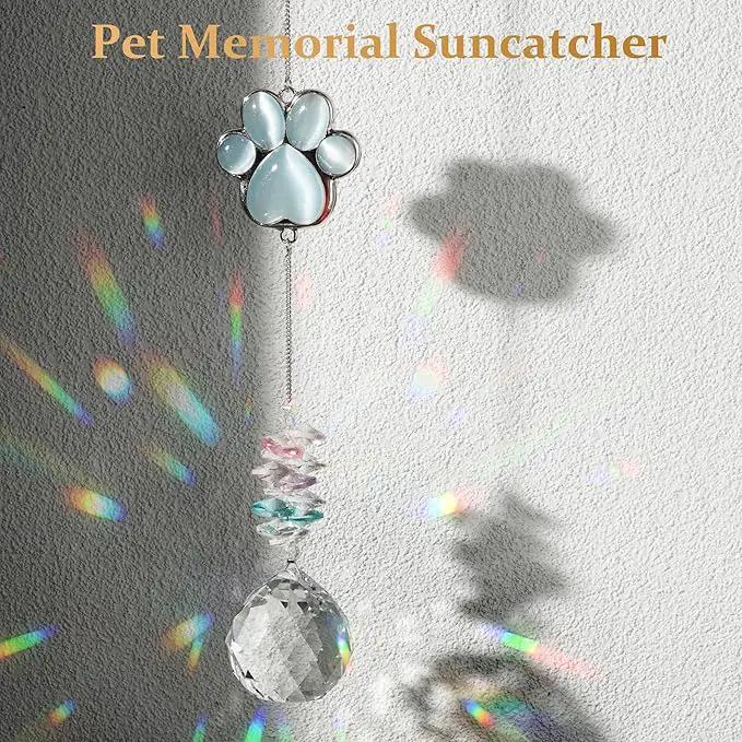 Pet Memorial Suncatcher - Dog Paw Memorial Gifts, Pet Loss Crystal Prisms Rainbow Maker, Lost of Dog Bereavement Gift Idea, Thoughtful Dogs and Cats Remembrance Sun Catcher, Pet Sympathy Gifts by GreenHaven Gardens