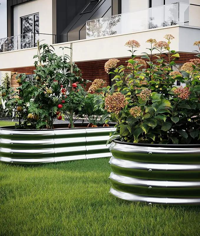 Galvanized Metal Planter Raised Garden Bed Kit for Gardening Outdoor，4x2x1ft Planter Grow Garden Box Raised Flower Bed by GreenHaven Gardens