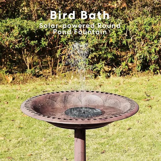 VIVOHOME Polyresin Antique Outdoor Bronze Garden Bird Bath and Solar Powered Round Pond Fountain Combo Set by GreenHaven Gardens