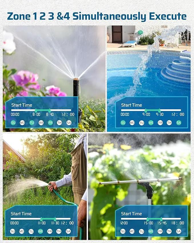 DEWENWILS Sprinkler Timer 4 Zone, Water Timer for Garden Hose with Rain Delay/Manual/AUTO Irrigation, Programmable Outdoor Faucet Hose Timer for Yard, Lawn by GreenHaven Gardens