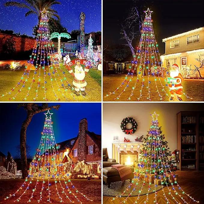 Christmas Decoration Lights, Outdoor Christmas String Lights 320 LED 11.5 Ft Waterfall Tree Lights with Big Star Topper 8 Light Modes for Christmas New Year Holiday Garden Yard Indoor Outdoor Decor by GreenHaven Gardens