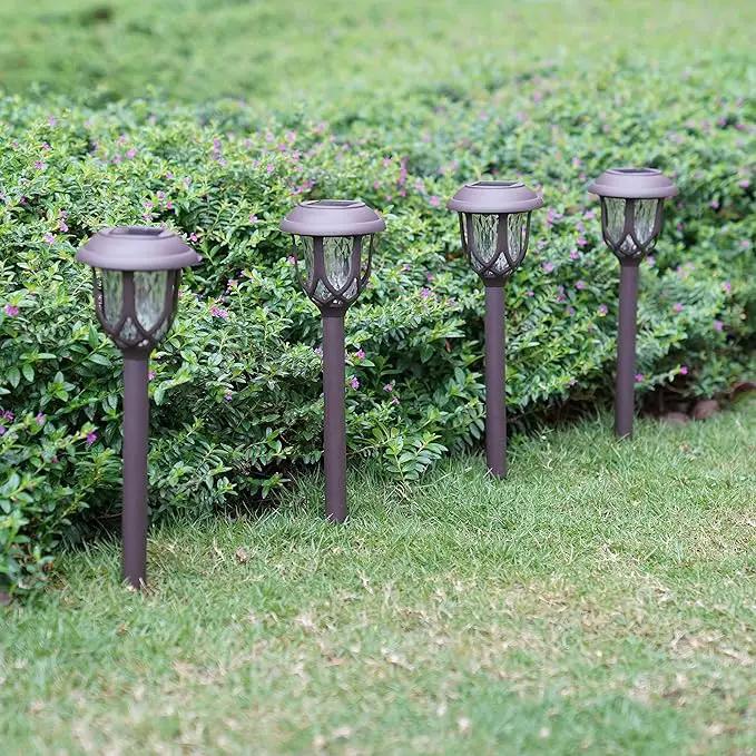 10 Pack Solar Lights Outdoor Decorative Garden Yard Lights for Pathway Walkway Sidewalk Driveway. (Brown, Warm White) by GreenHaven Gardens