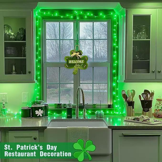 JMEXSUSS Green Lights for St Patrick's Day Decoration, 200 LED Green Christmas Lights Clear Wire, Connectable Green String Lights Indoor Outdoor for Spring Tree Garden St. Patricks Day Decor by GreenHaven Gardens