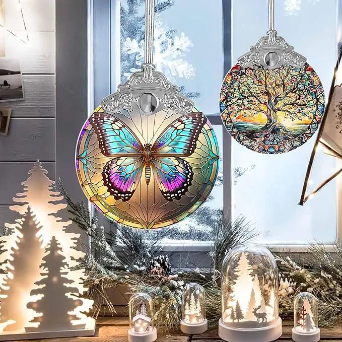 Stained Glass Suncatcher, Jocidea Butterfly Ornament, Christmas Ornaments, Holidays Ornaments, Christmas Tree Decor, Butterfly Decor for Home, Butterfly Gifts by GreenHaven Gardens