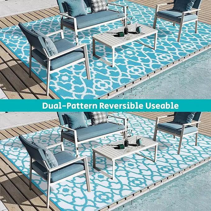 HEBE Outdoor Rug Waterproof 9x12, Plastic Straw Rug Camping Rug, Reversible Outdoor Patio Rugs RV Mat Clearance, Indoor Outside Floor Carpet for Porch,Deck,Camper,Balcony,Backyard by GreenHaven Gardens
