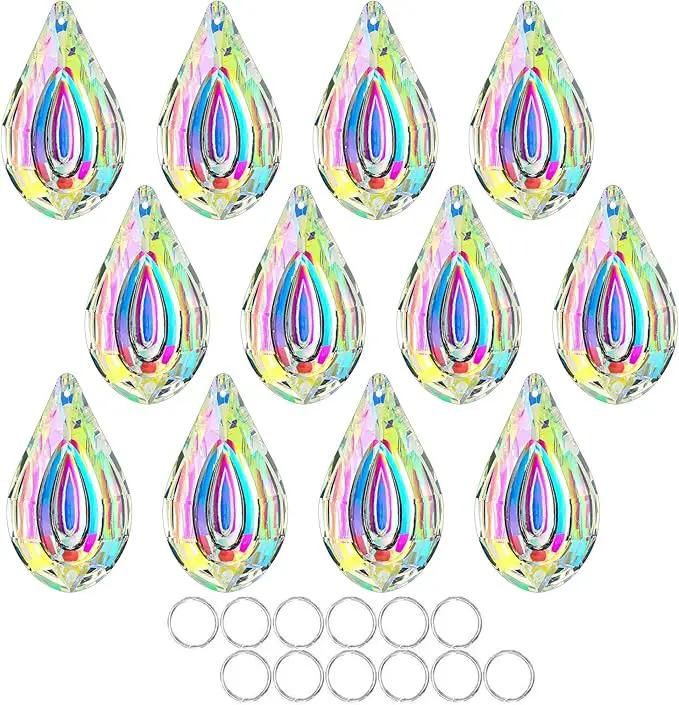 HDCRYSTALGIFTS Suncatcher Crystal 50mm AB Loquat Shape Chandelier Parts Drops Prisms Hanging Pendants 50mm,Pack of 12 by GreenHaven Gardens