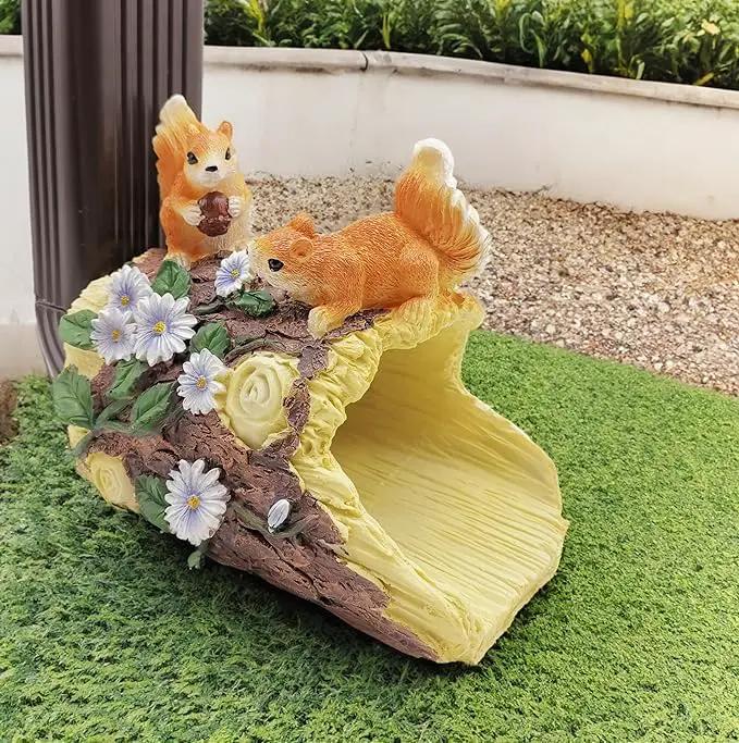 Squirrel Statues Gutter Downspout Extension Statues Garden Decoration,Resin Statue Outdoor Decor,Animal Downspout Diverter,Decorative Gutter Extension,3"×4" Downspout Extender Diverter Splash Block by GreenHaven Gardens