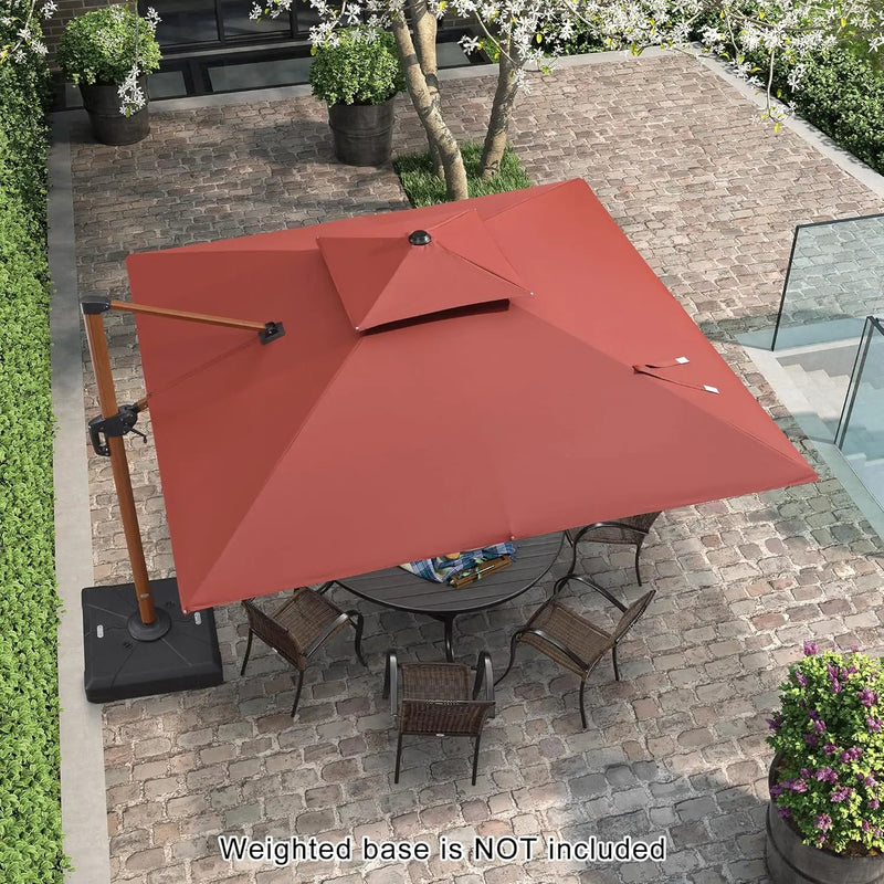 PURPLE LEAF 10ft Patio Umbrella Outdoor Square Umbrellas Large Cantilever Umbrella Windproof Offset Umbrellas Heavy Duty Sun Umbrella for Garden Deck Pool Patio, Brick Red by GreenHaven Gardens