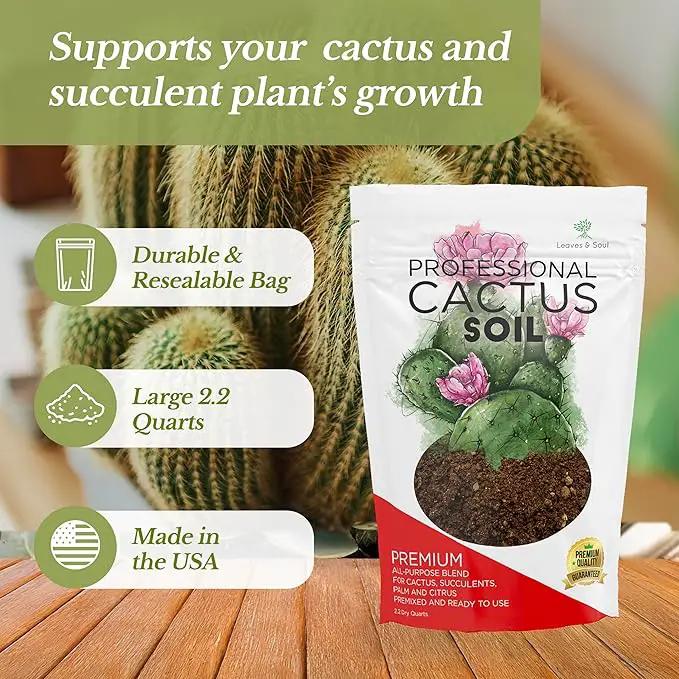 Professional Cactus Soil | Large 2.2 Quarts Ready to Use for Cactus Plants | Peat Moss, Coco Coir, Perlite, Dolomite | Made in USA by GreenHaven Gardens
