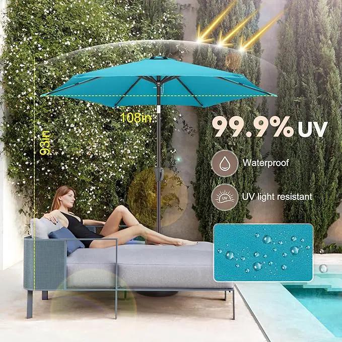 9ft Outdoor Patio Umbrella - Table Umbrella Waterprool UV Protection, Sombrillas de Patio with Push Button Tilt&Crank, Sun Umbrella for Pool, Porch, Garden, Deck, Backyard(Sky Blue) by GreenHaven Gardens