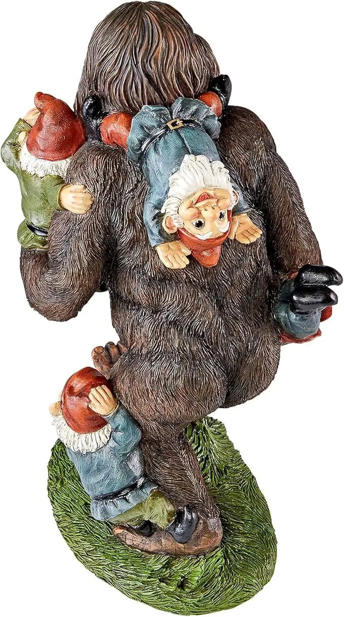 Design Toscano Schlepping the Garden Gnomes Bigfoot Yeti Indoor/Outdoor Garden Statue, 16 Inch Tall, Cast Stone Resin, Painted Full Color Finish by GreenHaven Gardens