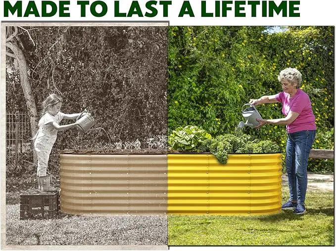 Galvanized Raised Garden Beds Outdoor // 8×2×2 ft Planter Raised Beds for Gardening, Vegetables, Flowers // Large Metal Garden Box (Yellow) // Patented Tool-Free Design by GreenHaven Gardens