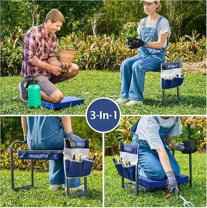 ikkle 838LB+ Capacity Garden Kneeler and Seat - Ultra Heavy Duty Stool Bench with Thick Soft Pad, Gift for Gardeners by GreenHaven Gardens