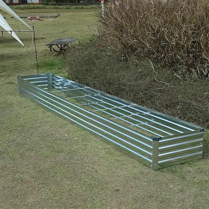 12x2x1ft Galvanized Raised Garden Bed,Outdoor Planter Box Metal Patio Kit Planting Bed for Vegetables Flowers Herb,Silver by GreenHaven Gardens