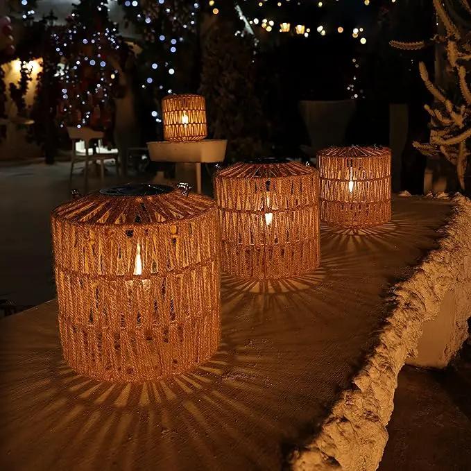 Cooo Solar Lantern Outdoor Hanging – Handwoven Jute Rope Lantern with Warm Edison Bulb, IP65 Waterproof Solar Powered Garden Light for Porch Patio, Yard Table Rustic Boho Decor, 8.27” Tall by GreenHaven Gardens