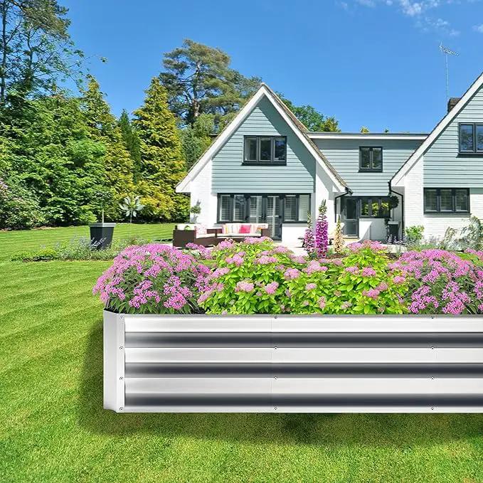 2PCS 6x2x1FT Galvanized Raised Garden Bed,Planter Raised Beds-Metal Garden Box,Large Plant for Outdoor Planting, Vegetables Bed,Flower,Herb-Sliver by GreenHaven Gardens