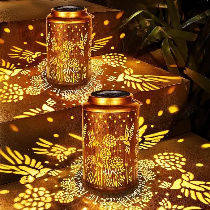 ODEETRONIC 2Pack Hummingbird Solar Lanterns - LED Solar Lantern Lights Outdoor Waterproof, Garden Lantern Lights Birthday Gift for Women, Metal Hummingbird Hanging Lanterns for Garden Yard Patio Decor by GreenHaven Gardens