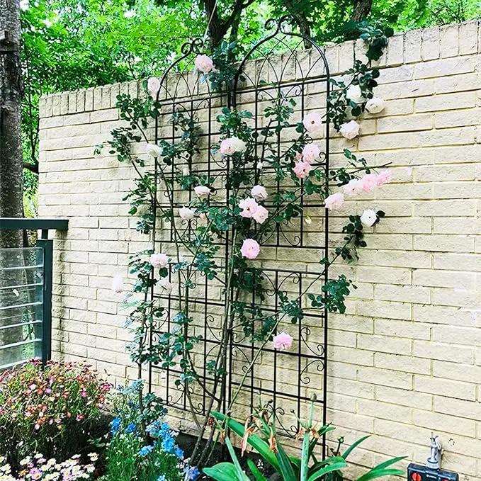 2 Pack Metal Garden Trellis 86.7" H Garden Fence Rustproof Trellis for Climbing Plants Support Roses Flower Outdoor Lawn, Black 7.2 FT Tall by GreenHaven Gardens