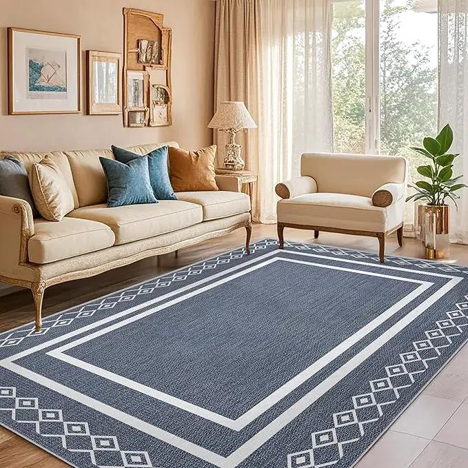 Outdoor Patio Rug, Outside Rectangular Carpet, Moroccan Geometric Rugs, Washable Large Indoor Outdoor Rug 6x9 Mats for RV, Picnic, Backyard, Deck, Balcony, Porch, Beach by GreenHaven Gardens