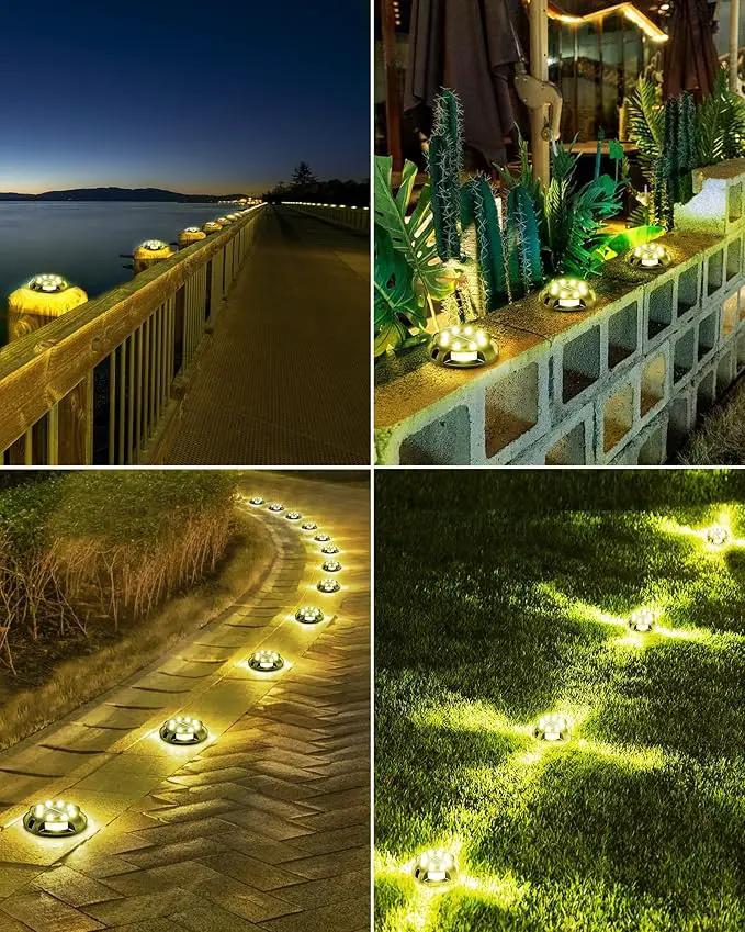 Biling Solar Ground Lights - 12 Pack Uplight & Sidelight, Waterproof Outdoor Lights for Yard, Driveway, Garden, Poolside (Warm White) by GreenHaven Gardens