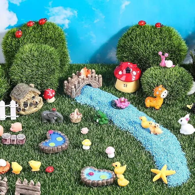 Modacraft 200Pcs Miniature Fairy Garden Accessories Including 100Pcs Fixed Pins, Fairy Garden Kit Fairy House Animal Figurines Mini Landscape for Garden Dollhouse Potted Plant Bonsai Terrarium Décor by GreenHaven Gardens