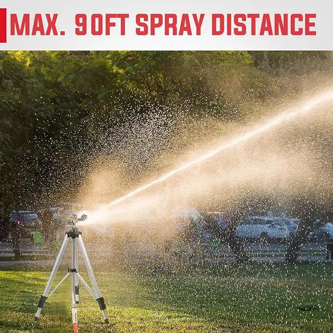 YAMATIC Impact Sprinkler on Tripod Base, 360 Degree Large Area, Heavy Duty Adjustable Pulsator Sprinkler for Lawn Yard and Grass, Spray up to 20-90ft (36inch) Brass Head, 2Pcs by GreenHaven Gardens