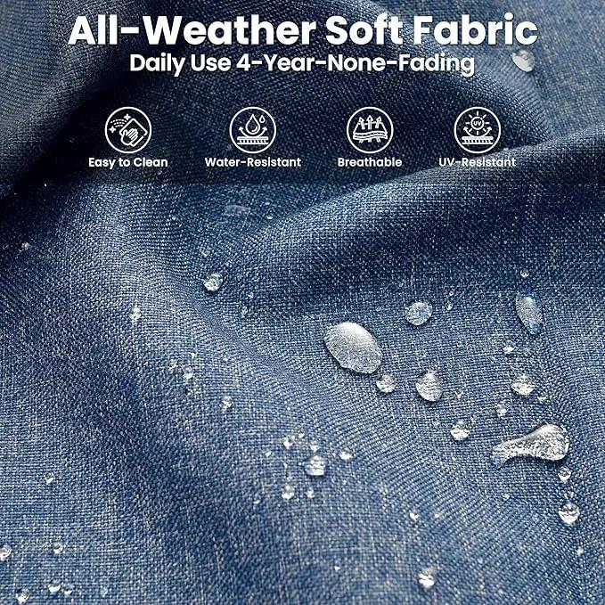 ovios 6 Pieces Patio Furniture Set, Outdoor Wicker Sofas with Glass Coffee Table and Comfy Cushions, All Weather High Back Couch Set for Deck Porch, Grey Rattan, Denim Blue by GreenHaven Gardens