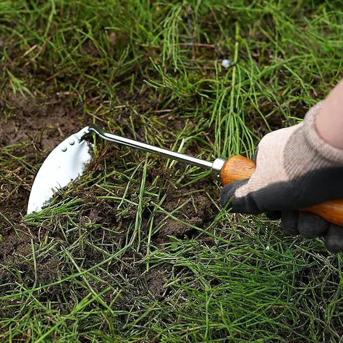 Japanese Weeding Tool Nejiri Gama Weeding Hoe Sharp Japanese Steel with Wood Handle, Nejiri Gama Weeding Sickle, Made in Japan, Hand Weeder Tool for Garden, Silver by GreenHaven Gardens