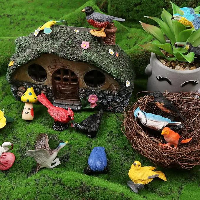 30 Pieces Realistic Bird Animals Figurines Mini Bird Animal Figures Model Cake Toppers Plastic Bird Figures Toy Simulated Toucan Ostrich Owl Flamingo Parrot Etc. Bird Figurines Garden Plant Ornaments by GreenHaven Gardens
