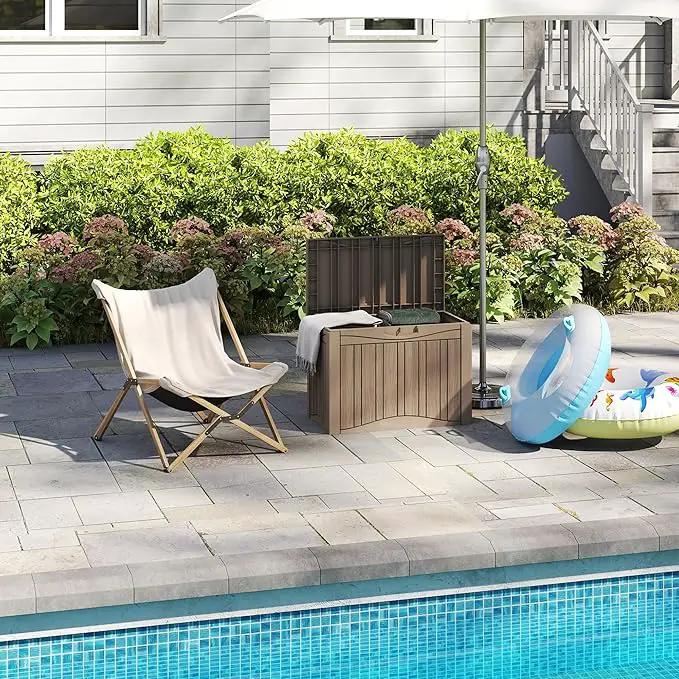 50 Gallon Lockable Resin Deck Box, Waterproof & UV-Resistant Outdoor Storage Box for Outdoor Cushion Storage, Garden Tools & Pool Accessories Storage, Gray by GreenHaven Gardens