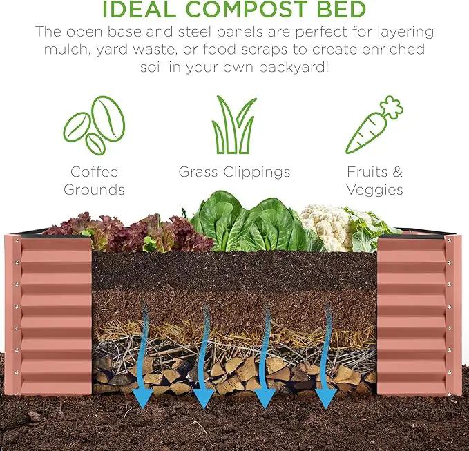Best Choice Products 8x4x2ft Outdoor Metal Raised Garden Bed, Deep Root Planter Box for Vegetables, Flowers, Herbs, and Succulents w/ 478 Gallon Capacity - Terracotta by GreenHaven Gardens