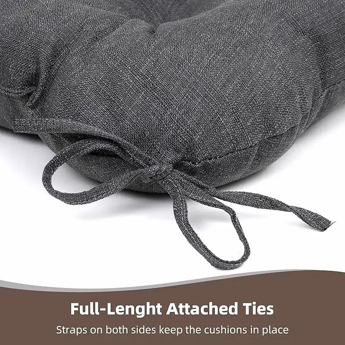 RACE LEAF Outdoor Seat Cushions Set of 2, 19" x 19" Square Patio Cushions, Plump Filling Tufted Water-Resistant Olefin Chair Seat Cushion with Ties for Non-Slip Support, Gray by GreenHaven Gardens