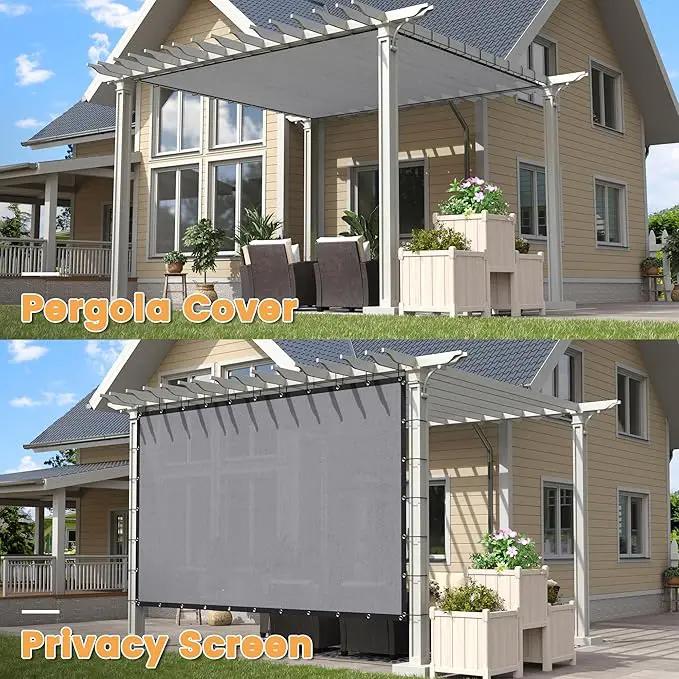 VICLLAX Shade Fabric Sun Shade Cloth with Every 2 FT Grommets for Patio Garden Pergola Cover Canopy 14x23 FT, Light Grey by GreenHaven Gardens
