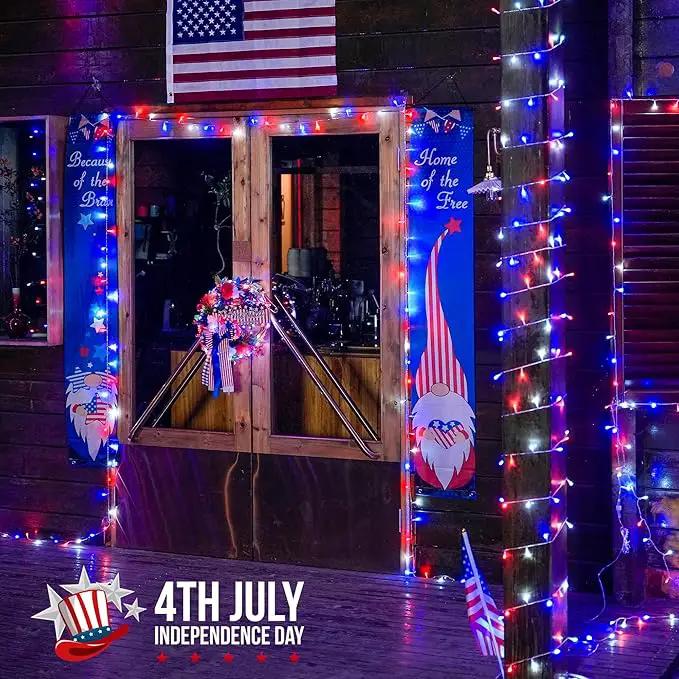 JMEXSUSS 4th of July Decorations Red White and Blue Lights, 33ft 100 LED String Light Indoor Plug-in, 8 Modes Patriotic 4th of July Lights for Indoor Outdoor Independence Day American Flag Holiday by GreenHaven Gardens