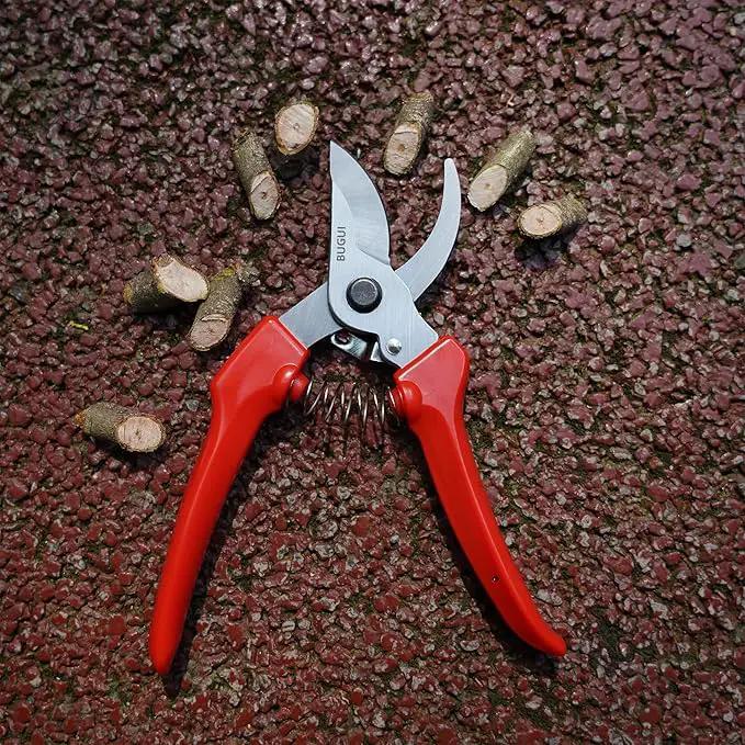 BUGUI Pruning Shears Garden Shears - Premium Alloy Steel Bypass Pruner, Precision-ground Blades, Heavy Duty Gardening Tools, 7" (H201) by GreenHaven Gardens