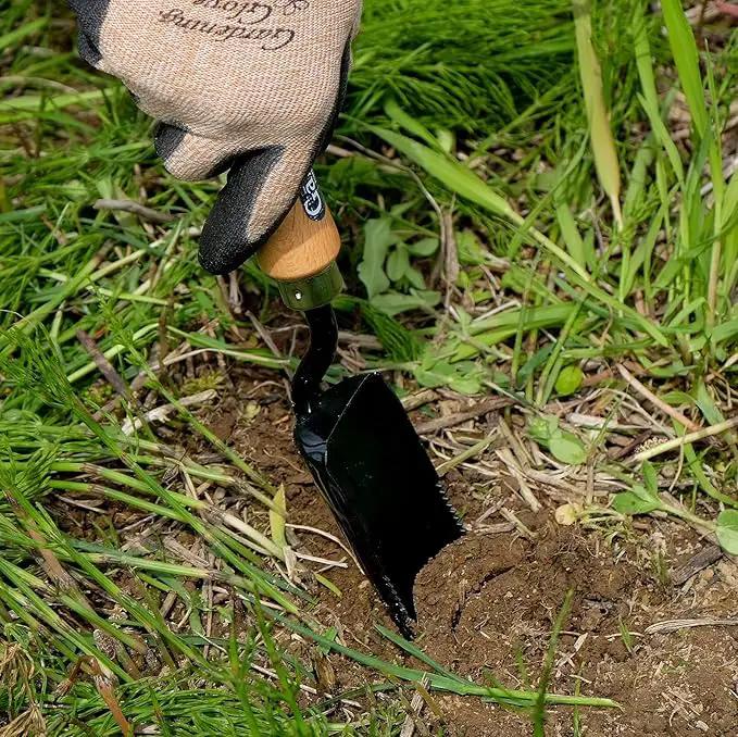 Garden Helper Narrow Garden Trowel Hand Tool, Garden Shovel Serrated Edge for Planting and Transplanting, Heavy Duty Japanese Steel Blade, Wood Handle, Made in Japan by GreenHaven Gardens