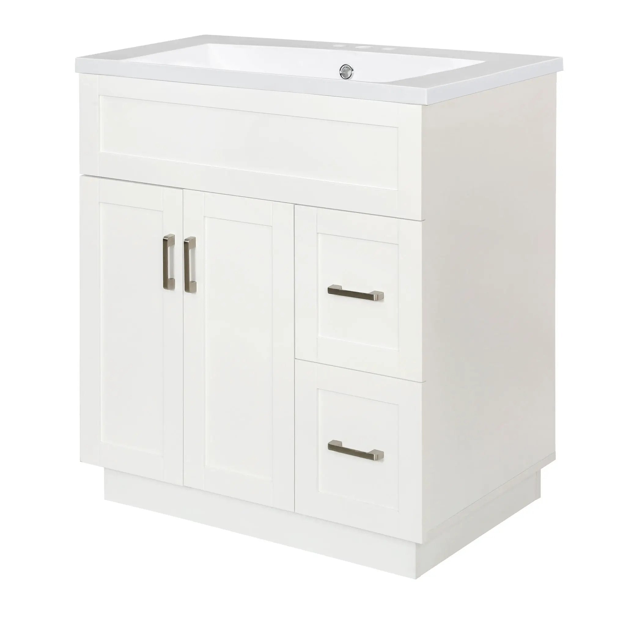 Bathroom Vanity With 2 Doors, 2 Drawers, Adjustable Shelf, Hidden Slides & Soft Close Hinges