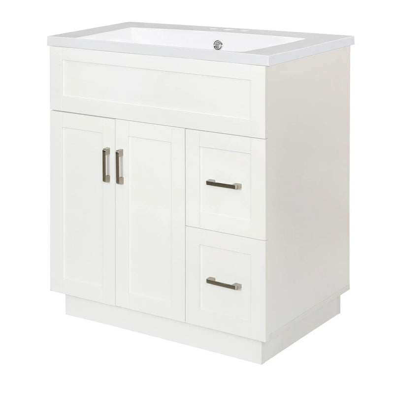 Bathroom Vanity With 2 Doors, 2 Drawers, Adjustable Shelf, Hidden Slides & Soft Close Hinges
