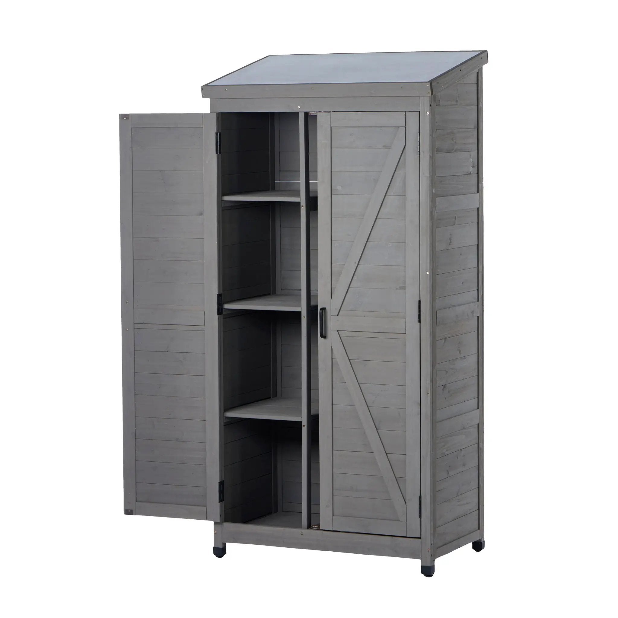 Outdoor Storage Shed With Vertical Tool Cabinet For Backyard by HouseOfZazla