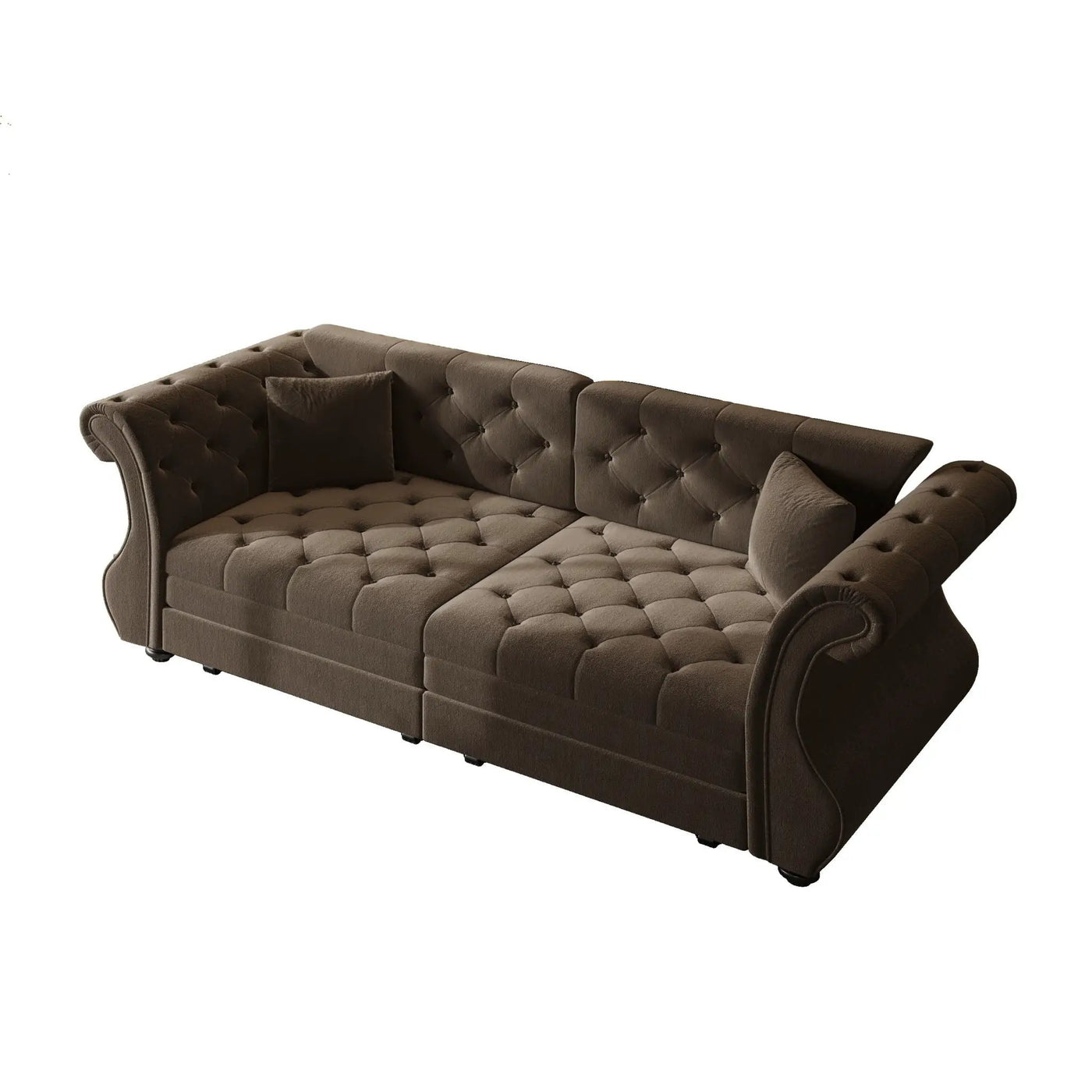 Oversized Chesterfield Pull Out Sofa Bed, Roll Arm Couch With Flower Tufting For Living Room by HouseOfZazla