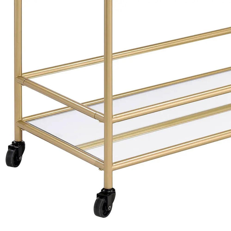 Kenda - Serving Cart - Clear Glass, Mirrored & Gold by Unique Piece Furniture